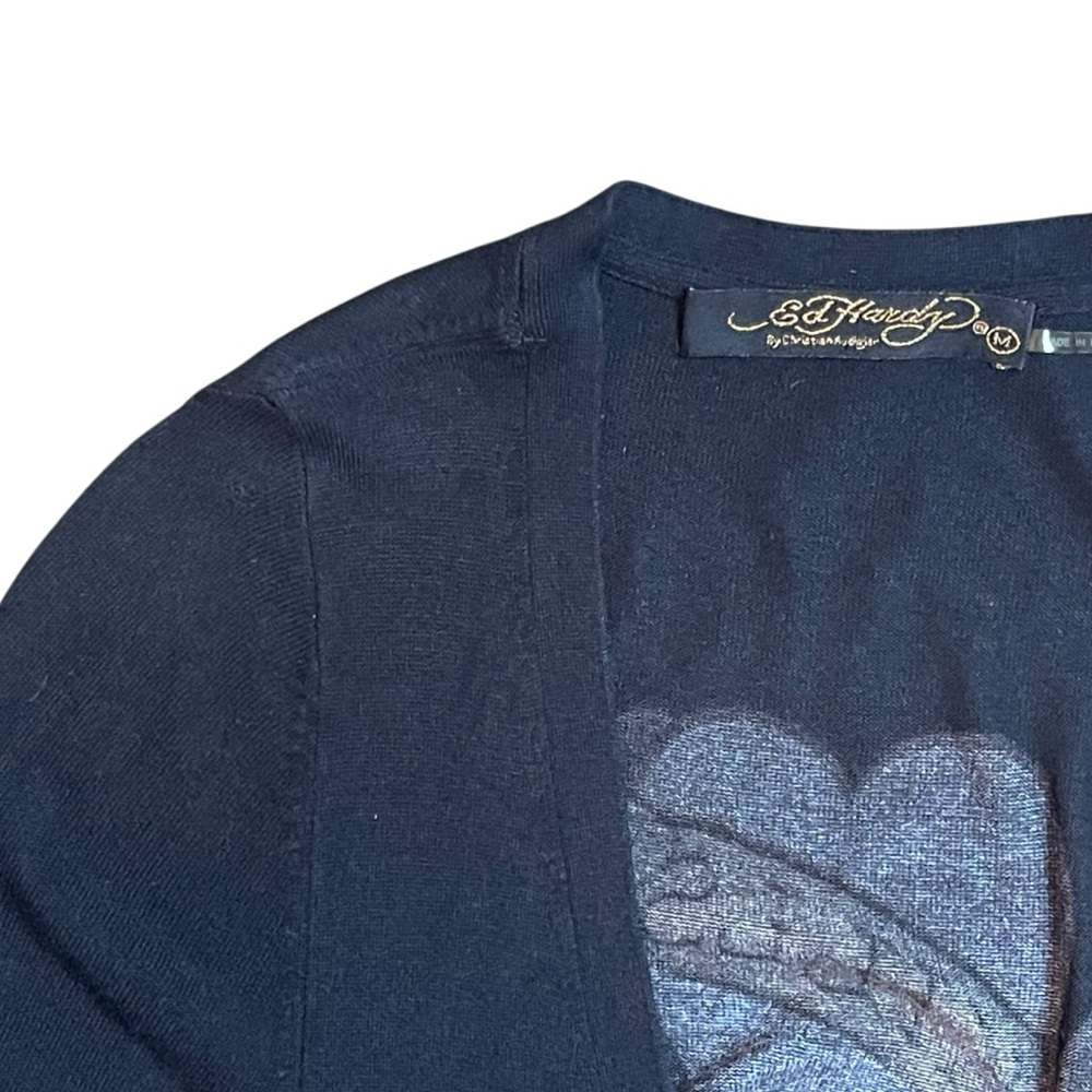 Ed Hardy Long Cardigan Cover Up Love Kills Slowly Medium Vintage Y2K Streetwear - Picture 7 of 16